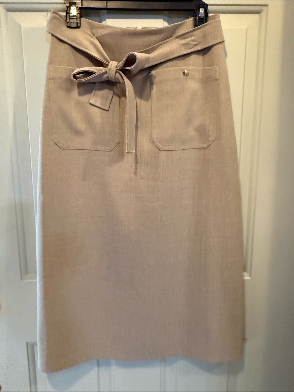 Halston Heritage Neutral Tie-Waist Pencil Skirt